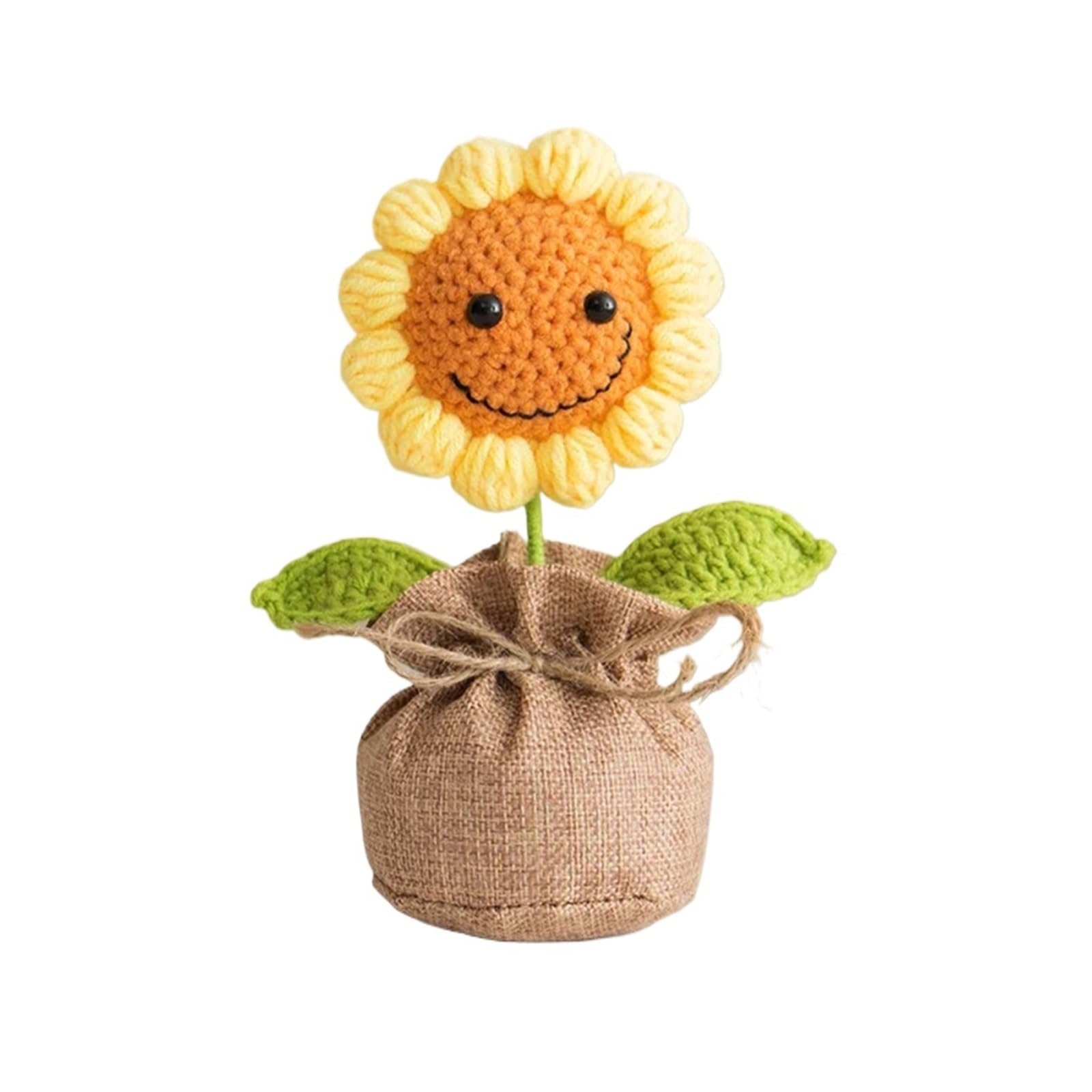 TVANTRUXIS Hand Woven Artificial Flowers, Crochet Flower Bouquet Multicolor Home Decor Wedding Guest Gift(Color4)