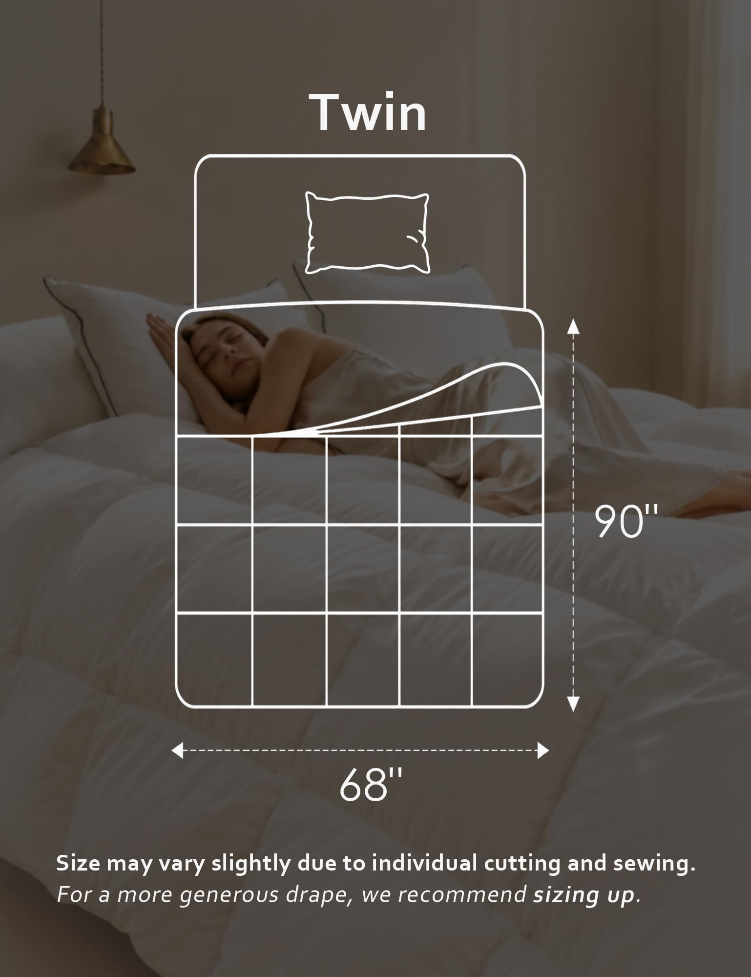 DWR Heavyweight Goose Feathers Down Comforter Duvet Twin, Ultra-Soft Cotton, 750 Fill-Power 42oz Thick Hotel Style Winter Warm Duvet Insert for Cold Weather/Sleeper (68x90, White)