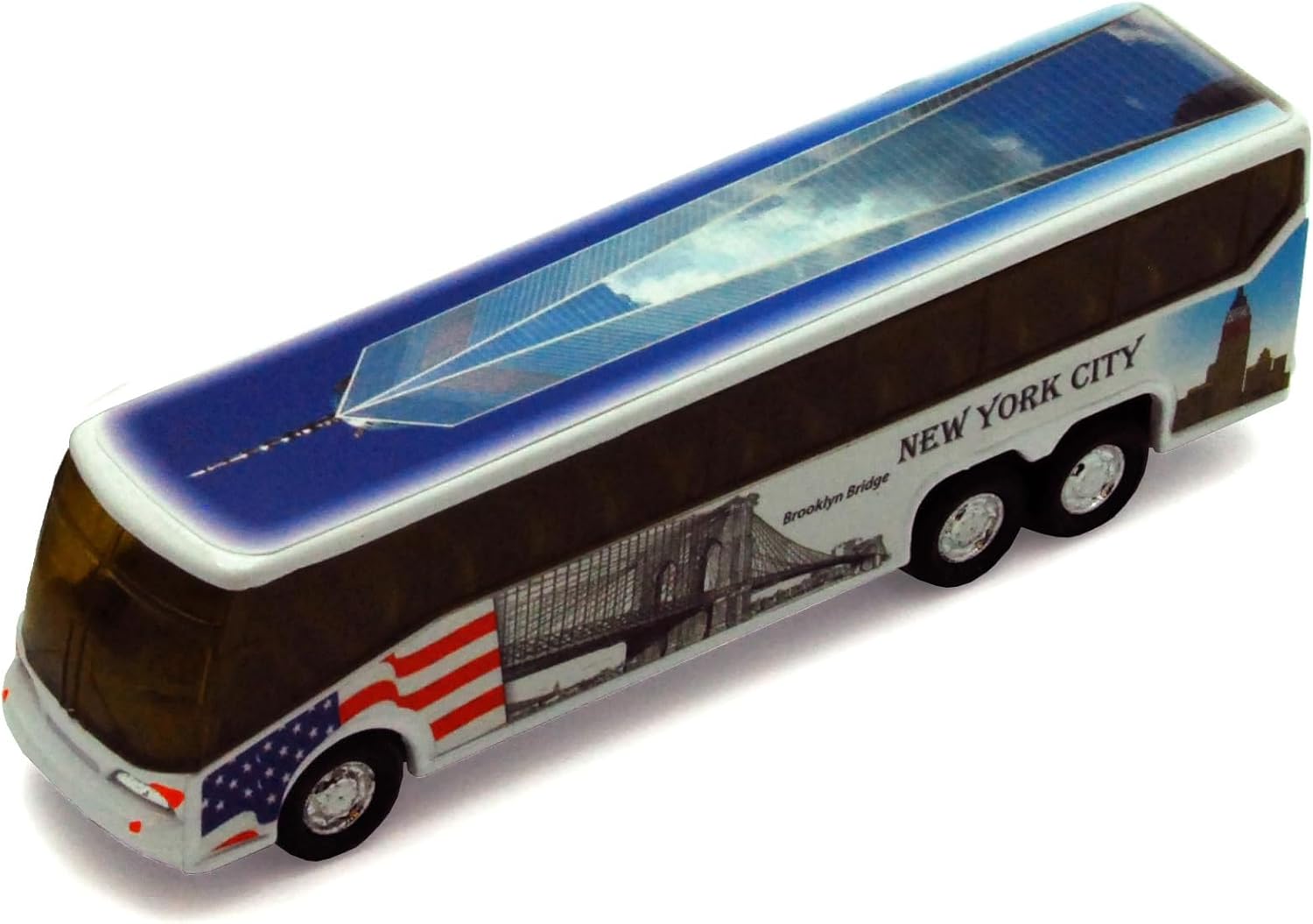 Box of 12 NYC Bus w/NYC Landmark Decals, Assortment 9803DNY - 6" Scale Diecast Model Cars