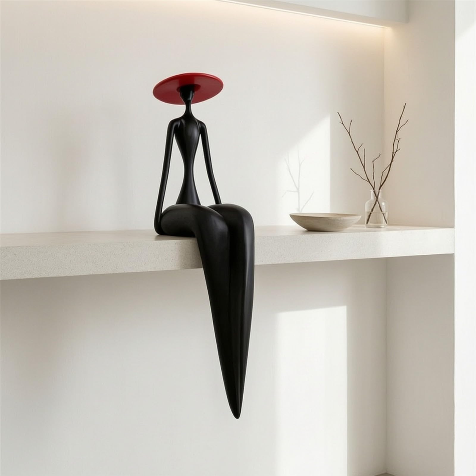 Figura Decorativesina Negra Elegante, Abstracto, Adorno Mujer con Cuerpo Alargado, parecibidor, S