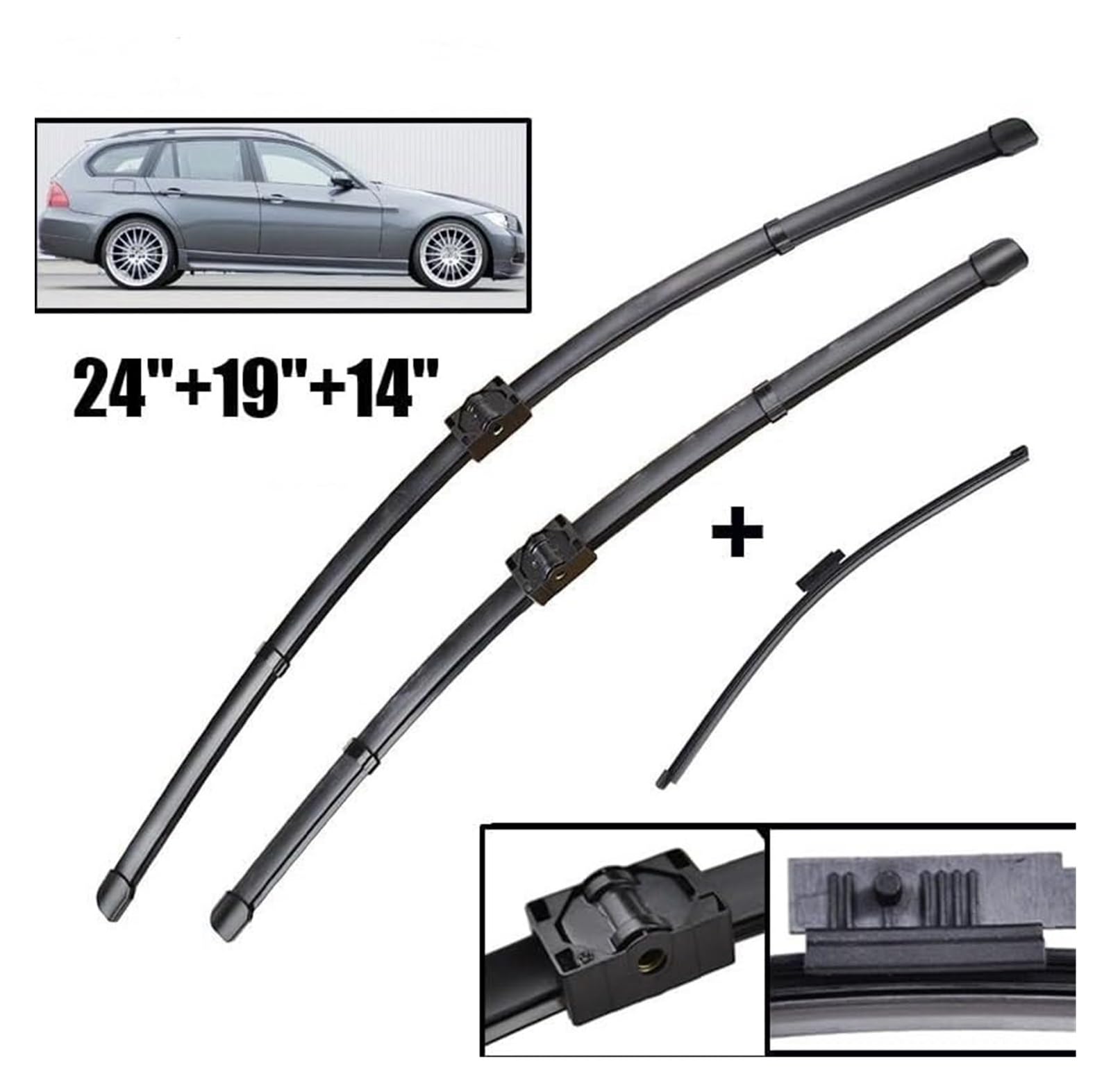 Escobilla Limpiaparabrisas Delantera Para Serie 3 E91 2005-2009 Cepillo Para Ventana Y Parabrisas 24"19" 14" Escobillas Limpiaparabrisas Delantero Y Trasero RHD LHD