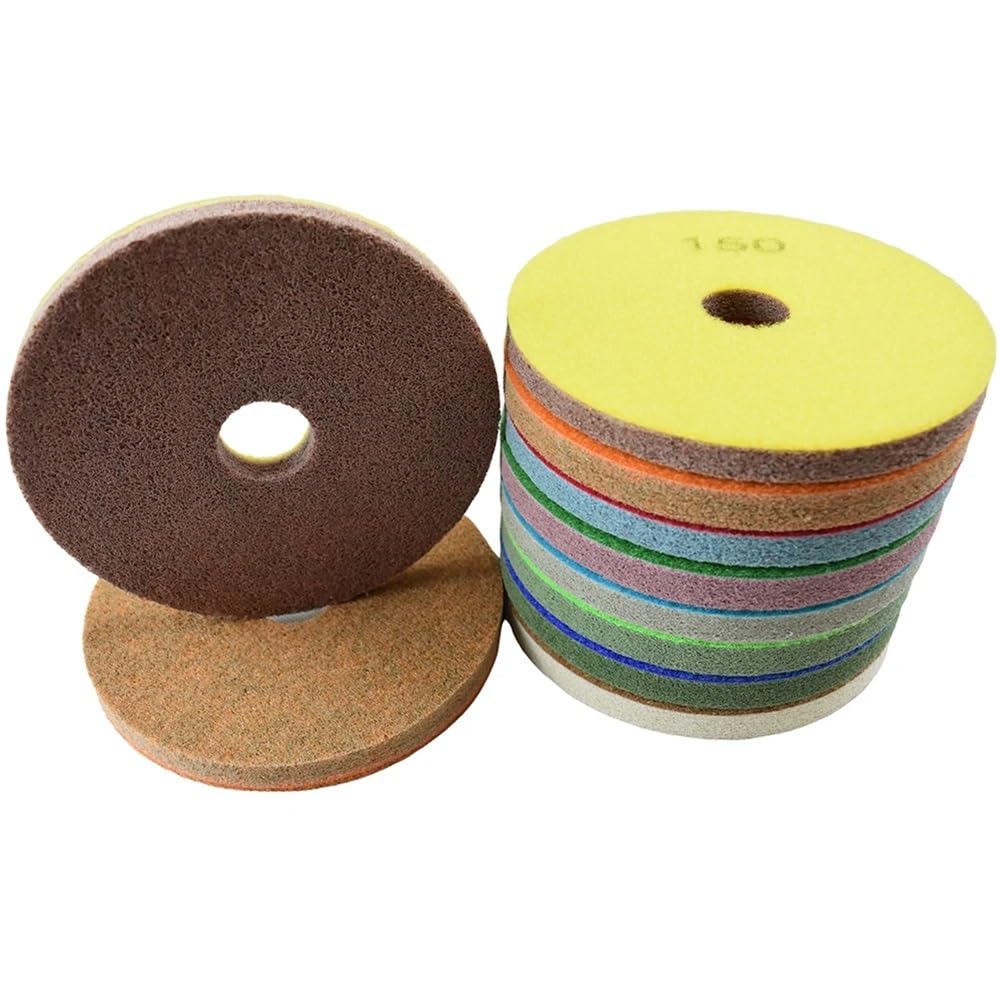 Diamond Sponge Polishing Pads Nylon Fiber Wet Wheel for Marble Metal Stone Cleaning Buffing(500,6 inches)