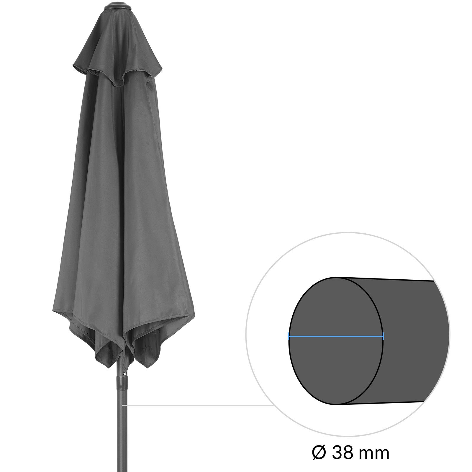 Kingsleeve Ombrellone da Balcone 200 cm UV 80+ Inclinabile | 2 Metri, in Alluminio, da Giardino, Spiaggia, Terrazza, Parasole, Regolabile, con Custodia