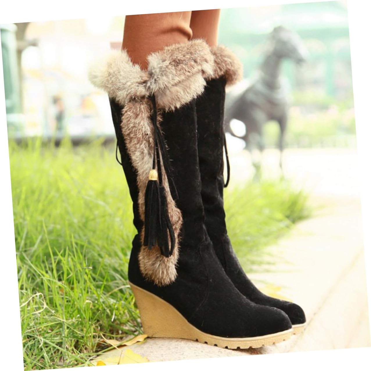ORFOFE Stivali da Neve Alti Donna Imbottiti Caldi Antiscivolo Stivali Invernali Robusti Tacco da Pendio Look Elegante