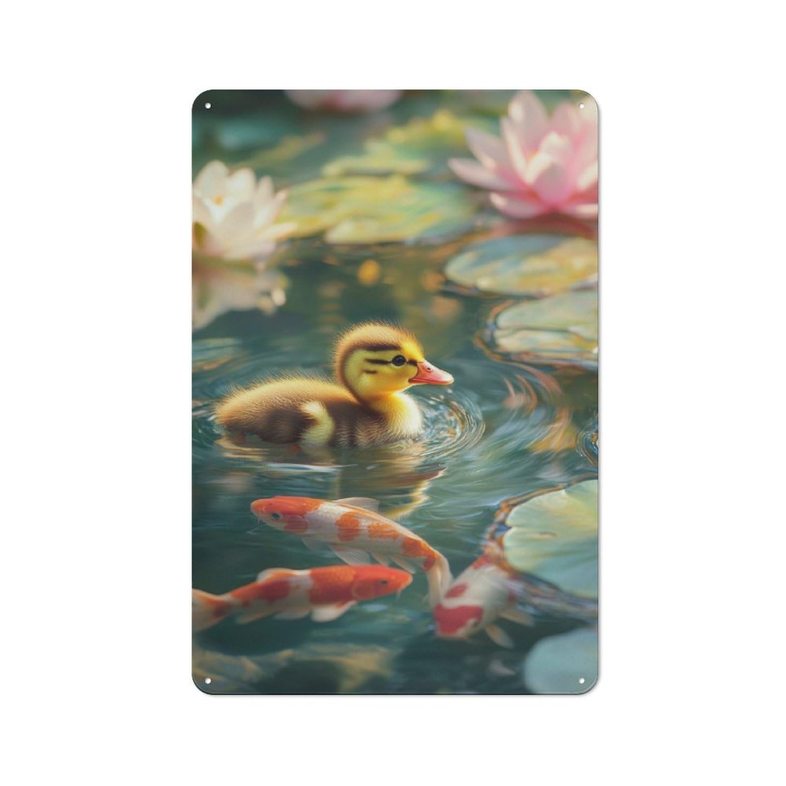 Junmoney Duckling In A Pond Garage Metal Sign 30X20cm, Retro Workshop Wall Decor For Tool Room, Garage, Studio Or Home Bar