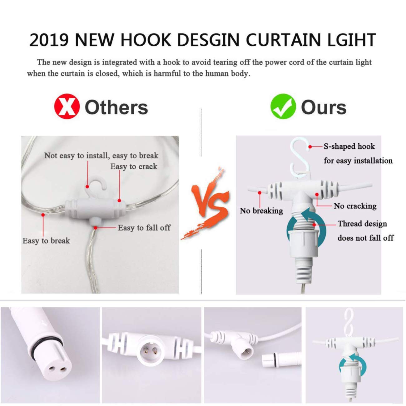 Luci LED for Tende da Finestra, 300 LED 8 modalità Luce Scintillante alimentata Tramite USB con Telecomando for Decorazione di Camera da Letto, Matrimonio e Sfondo Festivo /75
