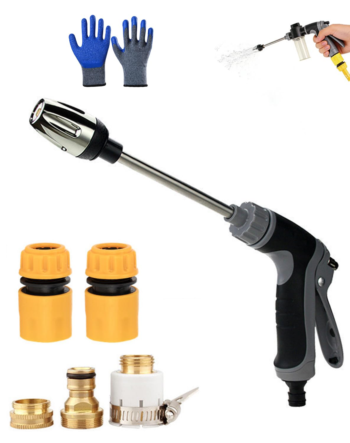 Aquoxis Pressure Washer, Aquasis-Aquoxis Power Washer, Ncludes Spray Bottle and Connecting Water Hose, 5m / 10m / 15m, High-Pressure Cordless Jet Cleaner for Patio & Car (Ductless A)