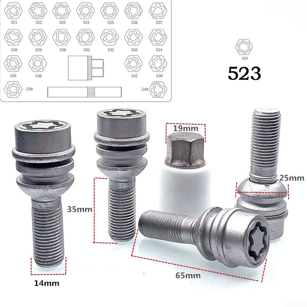 Sicherheitsschrauben für Felgen M14x1.5 4 Stück inkl. Adapter - Diebstahlsicherungsbolzen für SUV Modelle