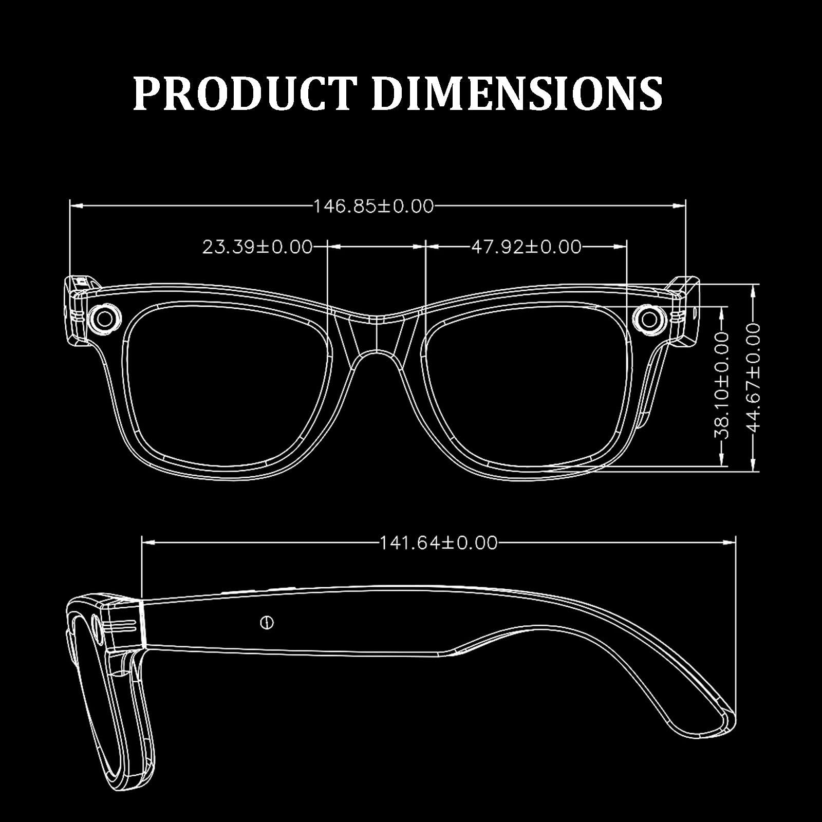 Fashion AI Camera Smart Glasses IP65 Waterproof Bluetooth Call Playing Music Smart Glasses Identify Pictures Use ChatGPT, for Travel Meeting Business,A