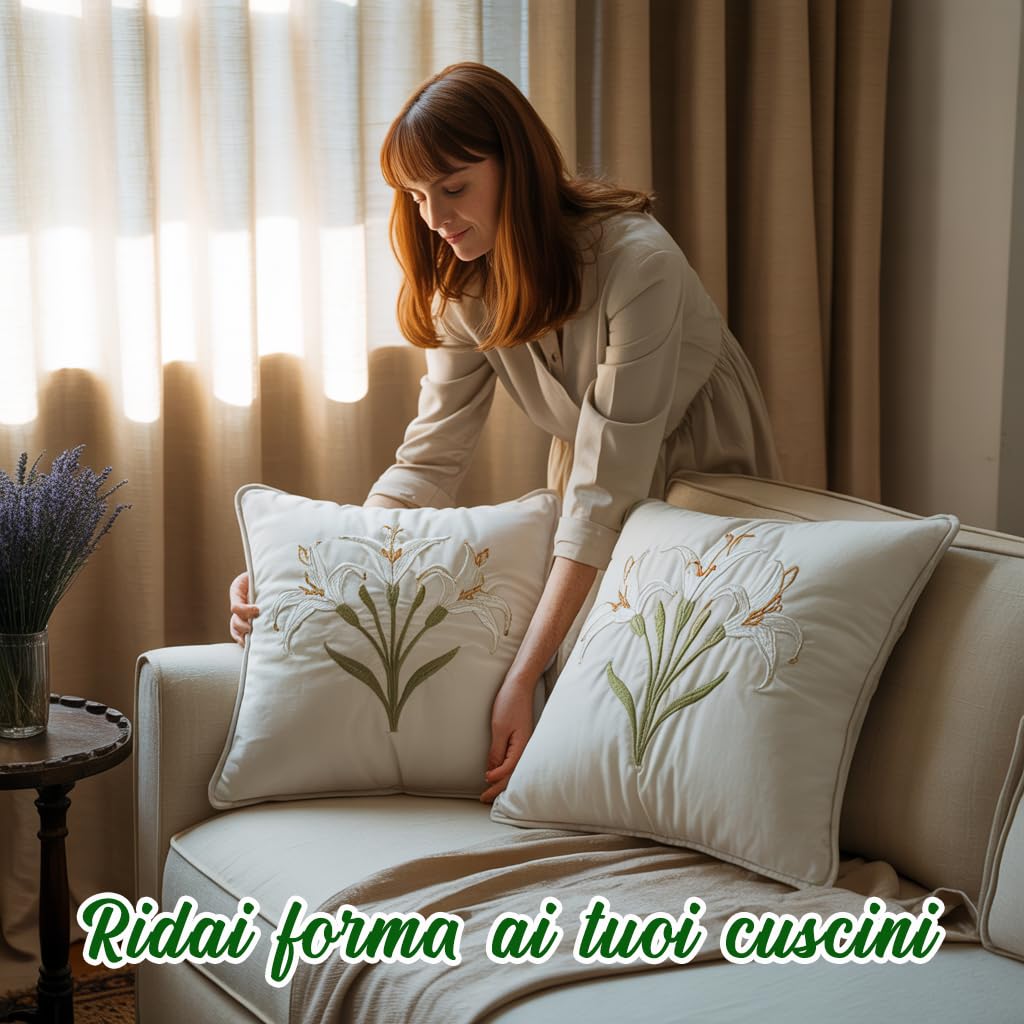 AL PRODUCTION Imbottitura per Cuscini 40x40 cm in Fibra Vergine, Soffice, Traspirante e Confortevole per Divano, Letto, Poltrona e Ufficio (4 Unità)