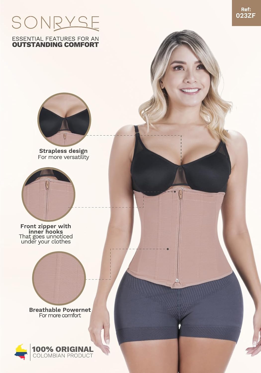 Sonryse 023ZL Fajas Colombianas Reductoras y Moldeadoras Open Bust Tummy Control Compression Waist Cincher Women - Image 4