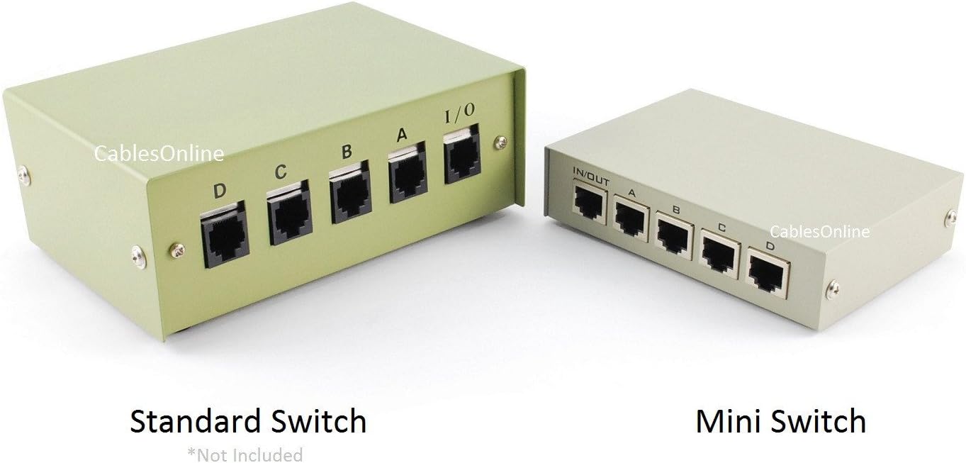 CablesOnline Compact 4-Way RJ45 Ethernet Network Push Button Metal Mini Switch Box (SB-035P)