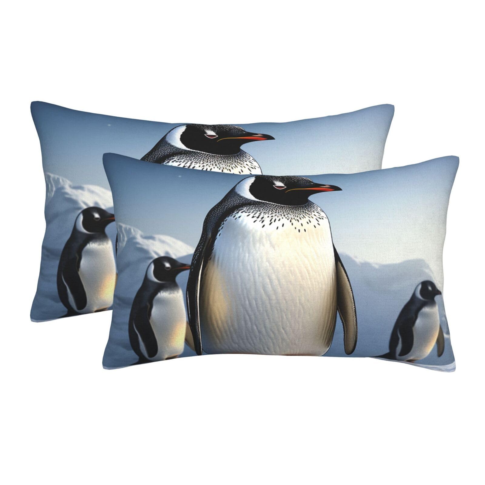 2 Pack Pillow Cases with Hidden Zipper, Soft Breathable Pillow Covers for Hair and Skin, Penguin Pillowcases 20"x30" Bed Pillow Protectors Cover for Sleeping Gifts
