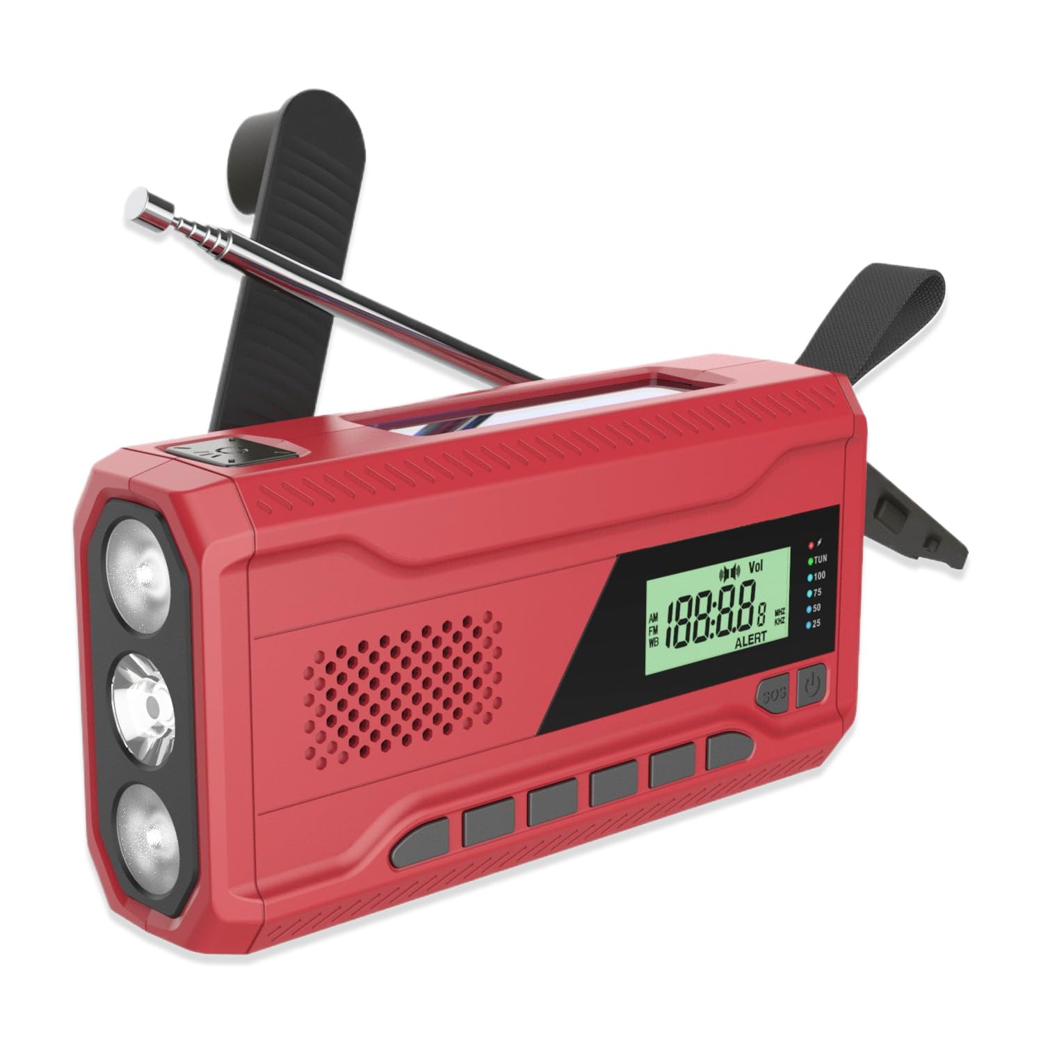 NestNiche Multifunctional Hand Crank Emergency Radio for Household Emergency Outdoor Survival - Portable Solar Radios with FM AM WB Bands