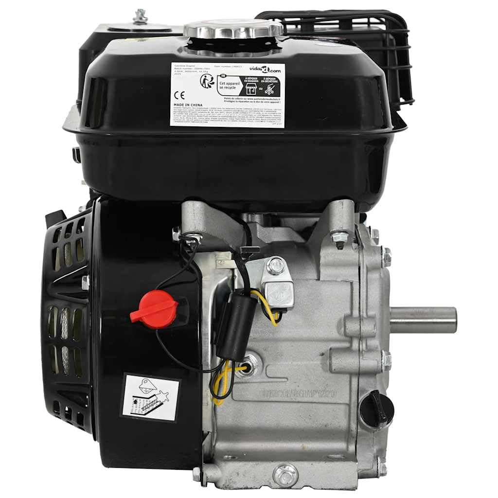 Motore a benzina, 6,5 CV, 4,8 kW, nero, monocilindro, 4 tempi, raffreddato ad aria, cilindrata 196 cm³, con Recoil Start 3600 giri/min, per generatore di corrente, generatore di emergenza, giardino