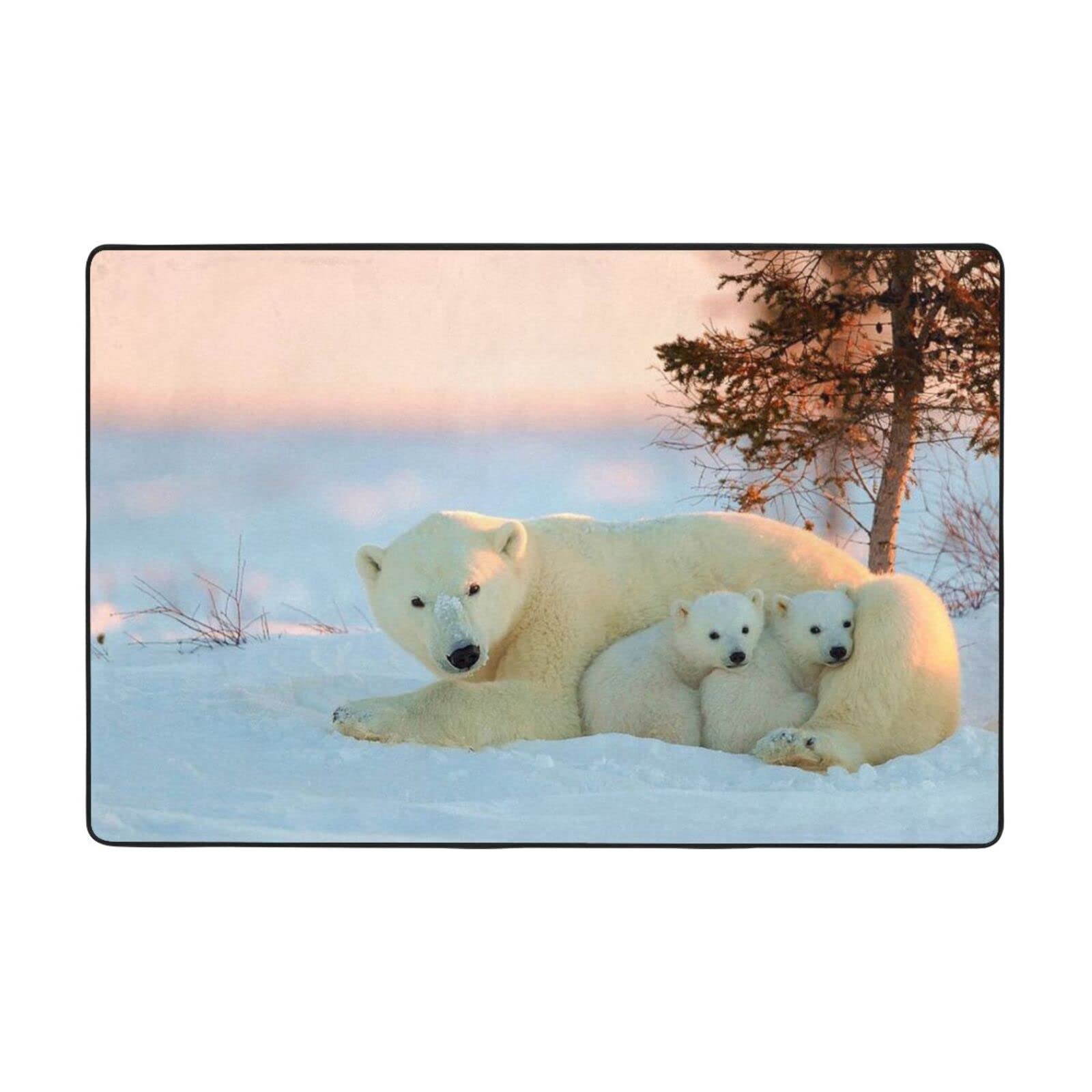 Tapis flanelle ours polaires pour salon et bureau cosy