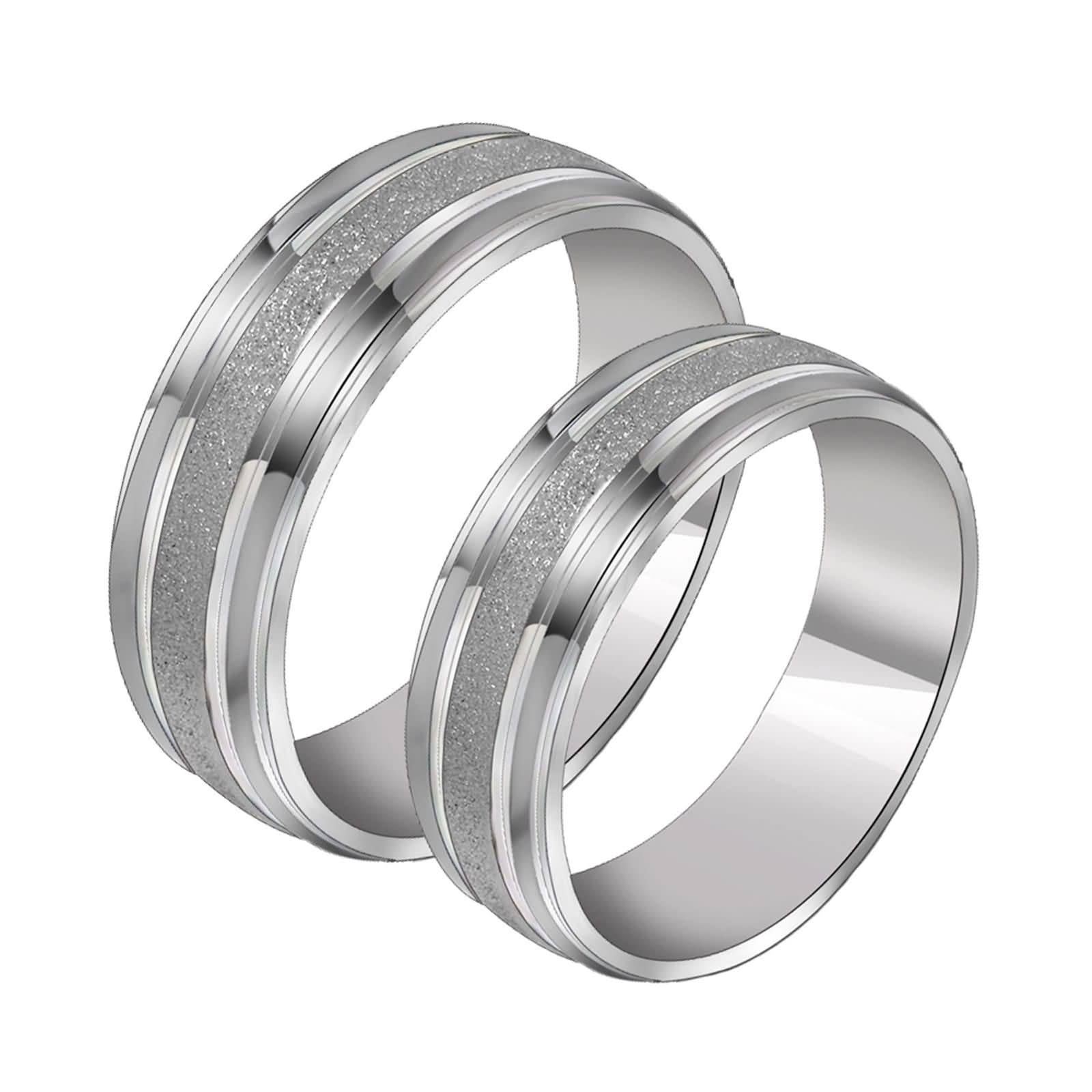 Anillo Hombre Anillos Mujer,Anillo Personalizado Pareja Anillos Unisex Acero Inoxidable 6.6MM Anillo Plata con Redondo Mate Anillo Promesa Pareja
