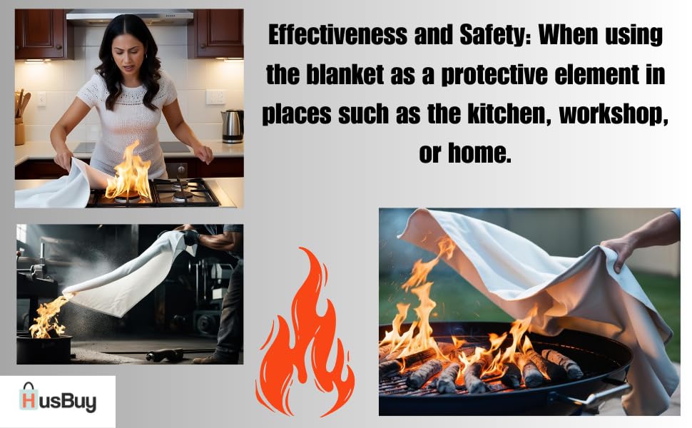 HusBuy Emergency Fire Blanket, 39.37 x 39.37 inches,2 Pack- Fire Suppression Safety Blanket for Kitchen, Home and Workshop