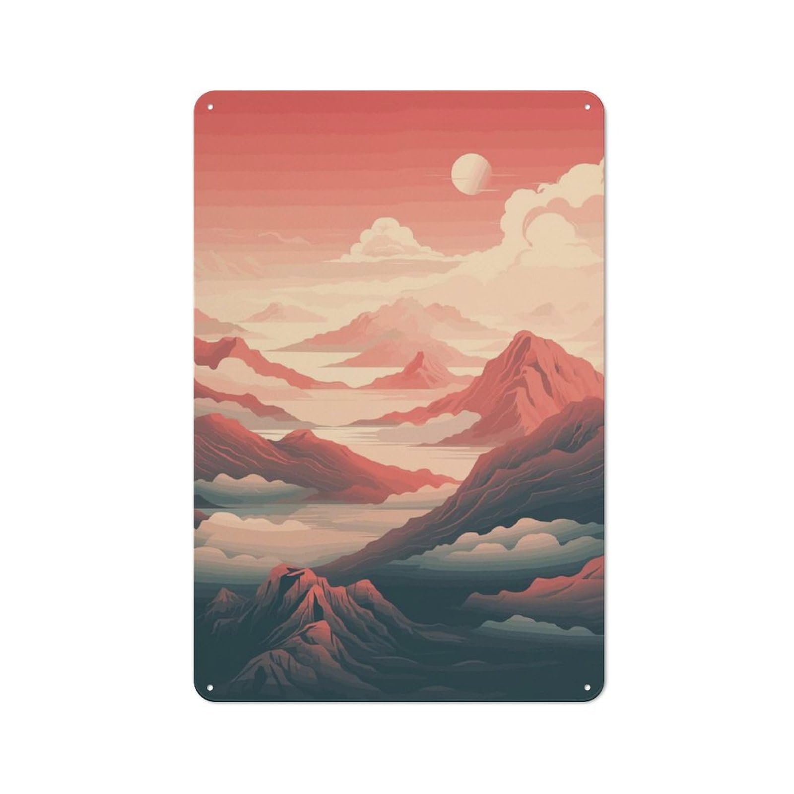 Tin Wall Plaque 30x20cm with Charming Landscape for Hallway Wall, Suited to Wall Displays in Hallways And Entrance Areas