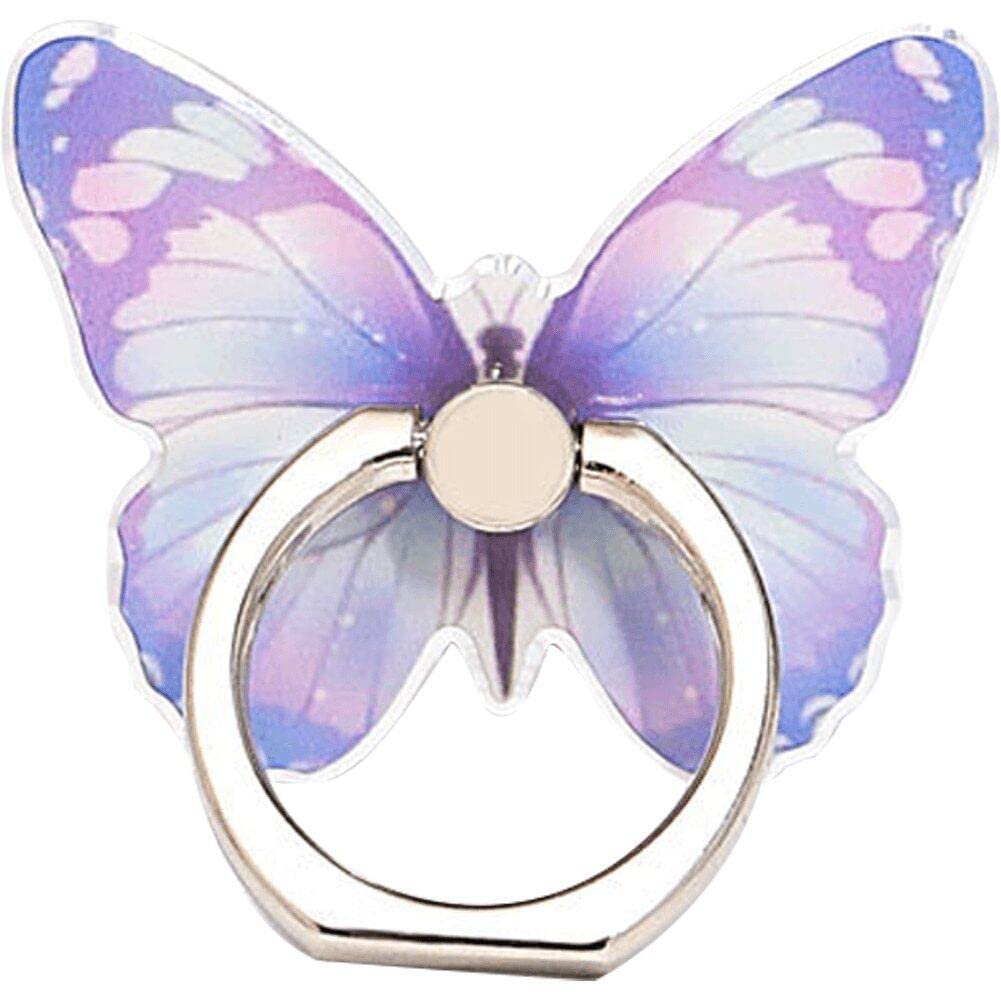 Hrippy Purple Cute Butterfly Phone Ring Stand Holder 360 Rotation Spin Phone Ring Grip Socket Metal Convenient Smartphone Bracket For Cellphone