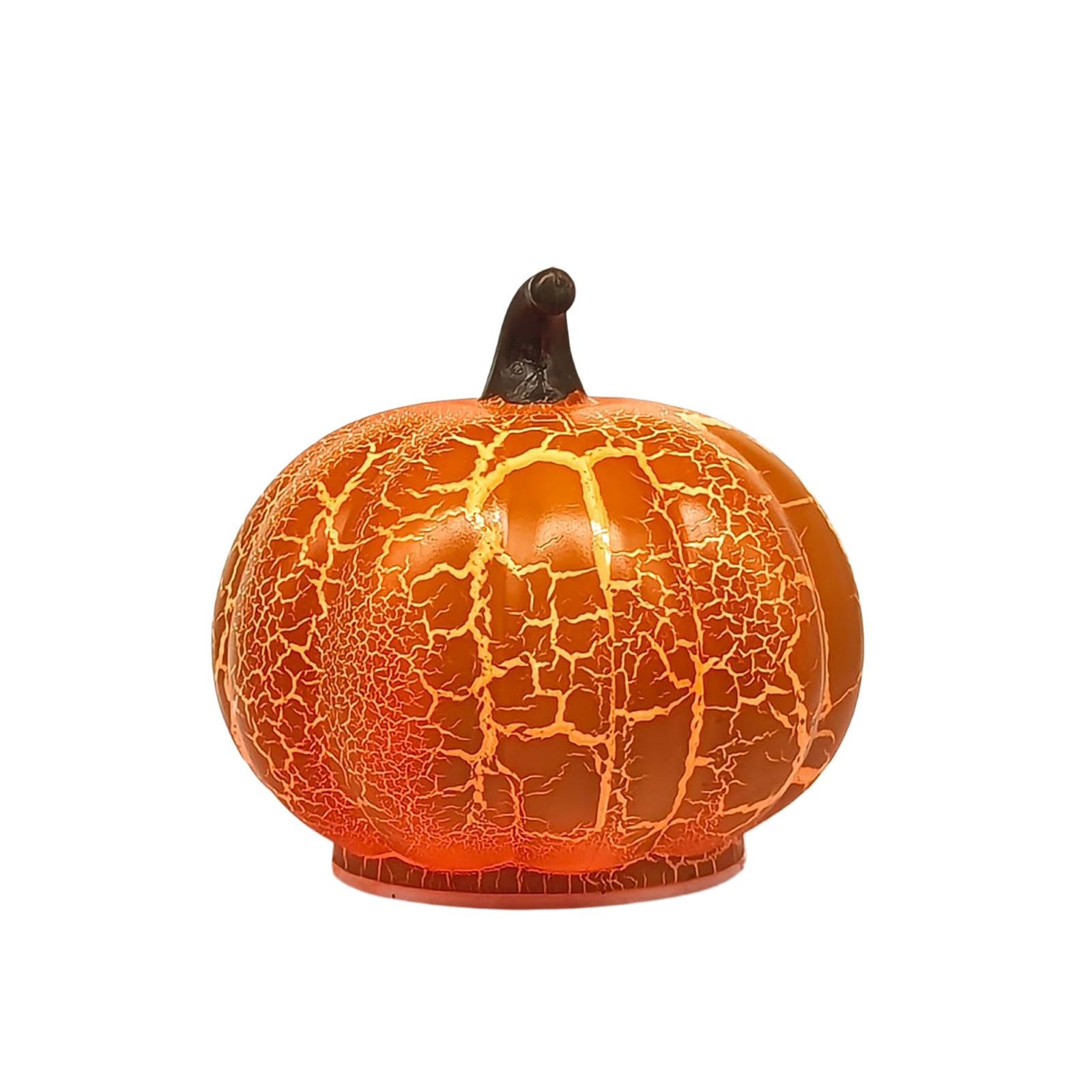 FANGZESHI Of 4 Lighted Resin Pumpkin Decoration for Fall Halloween Tabletop Accent Shelf Windowsill Entryway Home Decor Display Lighted Pumpkin Decoration Fall Tabletop Decor Halloween