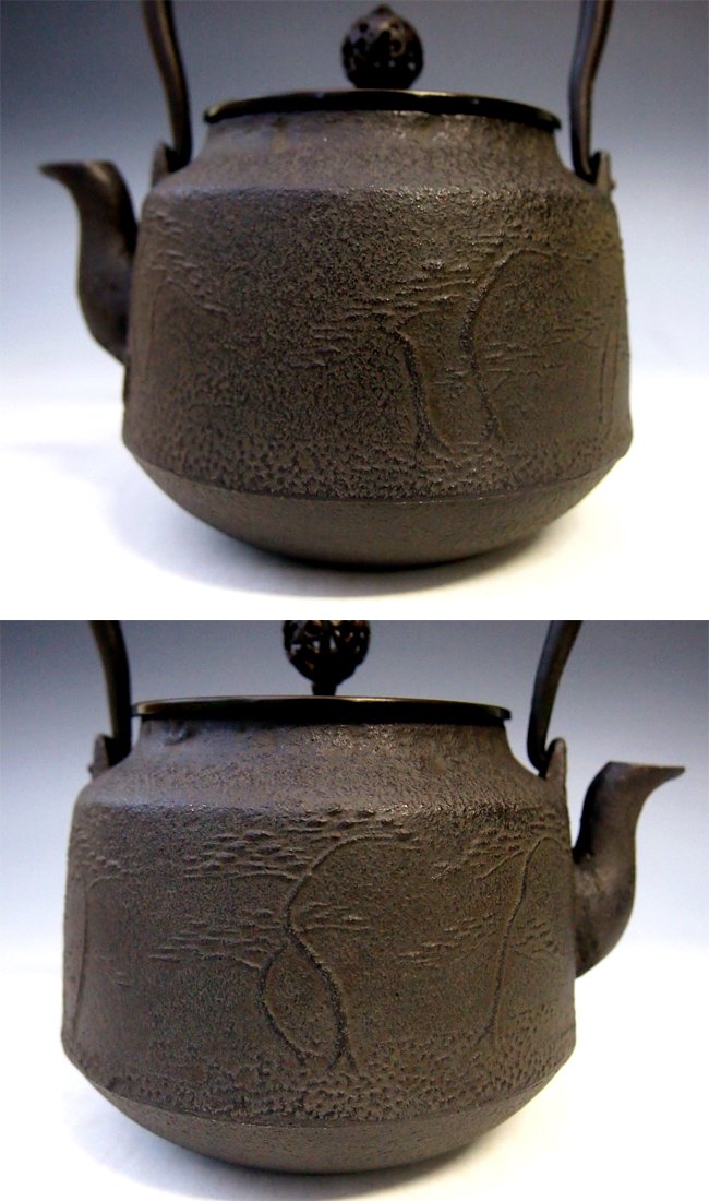 日本製・証明書付き海外対応可 真形浜松地紋鉄瓶 8号 南部