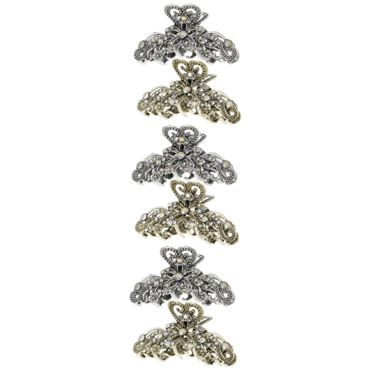 Healeved 6stücke Vintage Haarklammern Mit Strass Metall Haargreifer Für Dickes Haar Elegantes Haarschmuck Damen Antikem Und Antikem Für Verschiedene Outfits