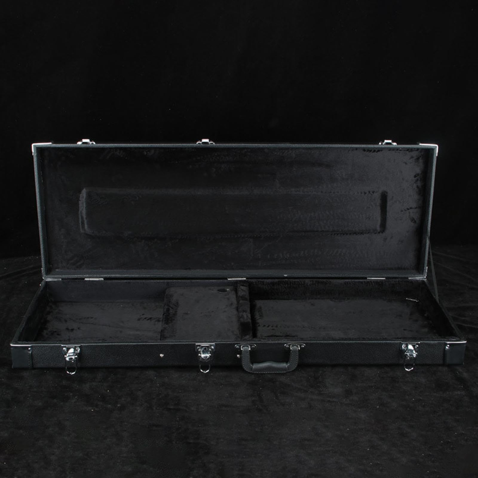 Custodia rigida in legno per basso elettrico. Costruzione durevole. Protegge musicisti e chitarristi. Custodia rigida per chitarre elettriche standard. Con serratura.