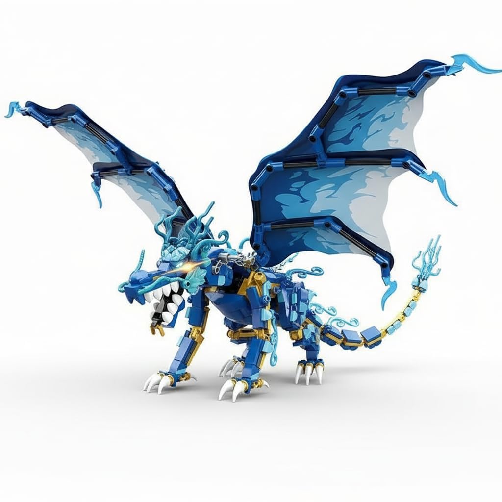 SKY LINE OCEAN Blue Water Dragon Building Block Set (501 PCS) – Dragon Model Toy for Kids Boys & Girls, Mini Brick Collectible Figure, Creative Construction Gift | 6 Months Structural Warranty-image-24