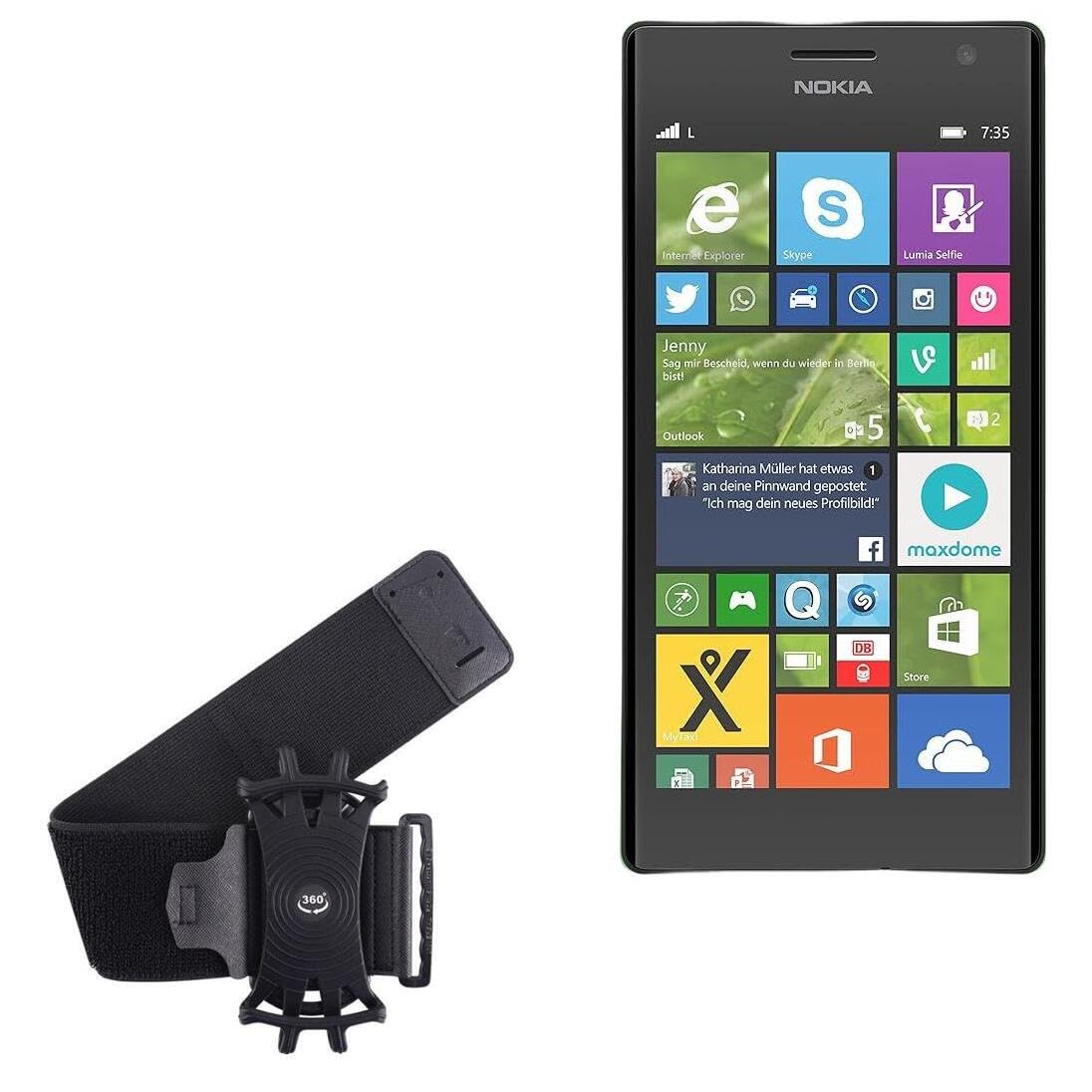 BoxWave Holster Compatible with Nokia Lumia 735 - ActiveStretch Sport Armband, Adjustable Armband for Workout and Running - Jet Black