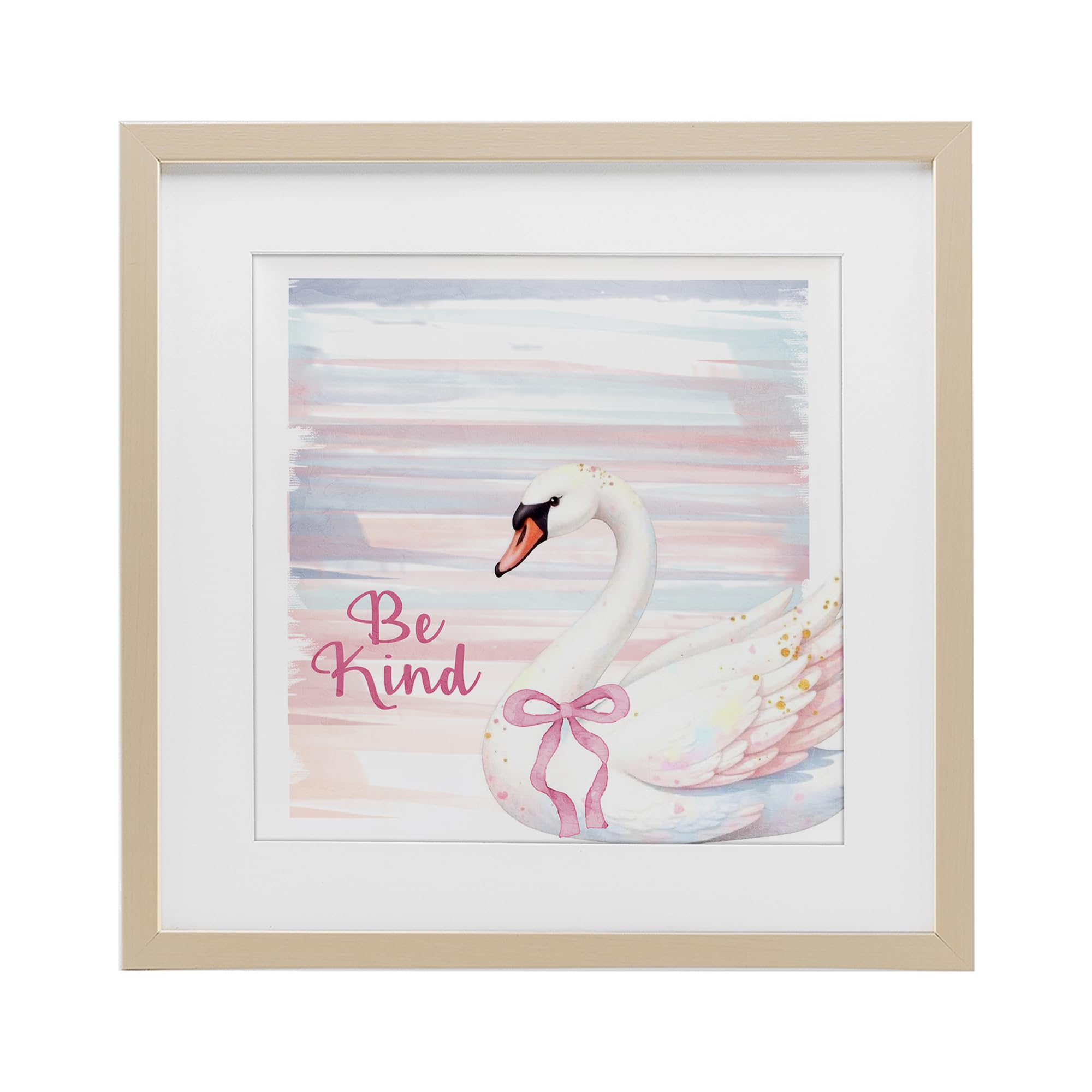 Stupell Industries Be Kind Pastel Swan Birch Framed Print Under Glass, design by Kim Allen, 16 x 16