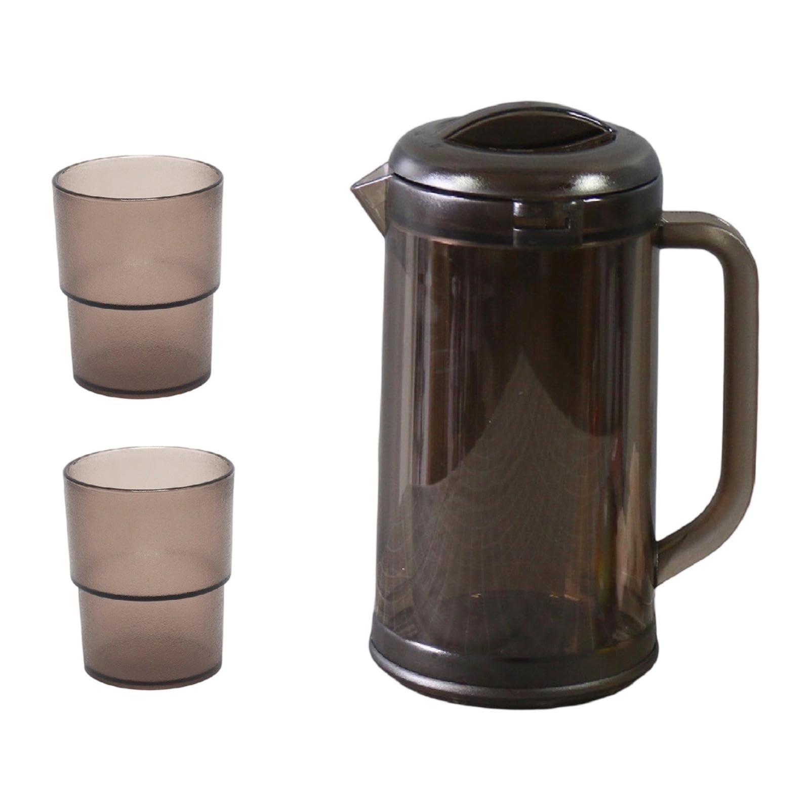 Jarra de Agua, Jarra para Nevera, Jarra Grande, Ligera, a Prueba de Fugas con Tapa, Tarro para Bebidas, Hervidor, Té, Nevera, Bebidas, Barbacoa, Marrón Oscuro, Individual