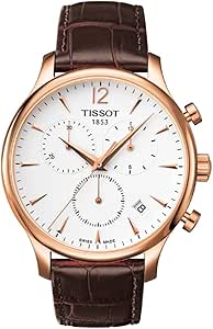 Tissot mens Tradition stainless-steel Dress Watch Rose/Brown T0636173603700