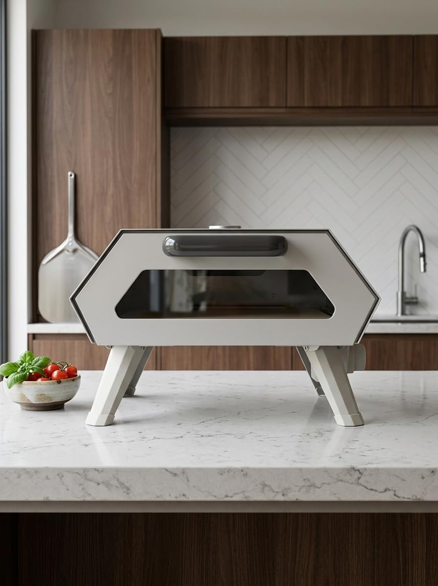 CÉCOA • Four à Pizza Électrique K16 2300W • Pierre Réfractaire & Thermomètre Intégré • Jusqu’à 450°C • Cuisson Rapide 15 min • Four à Pizza Maison Compact Intérieur & Extérieur