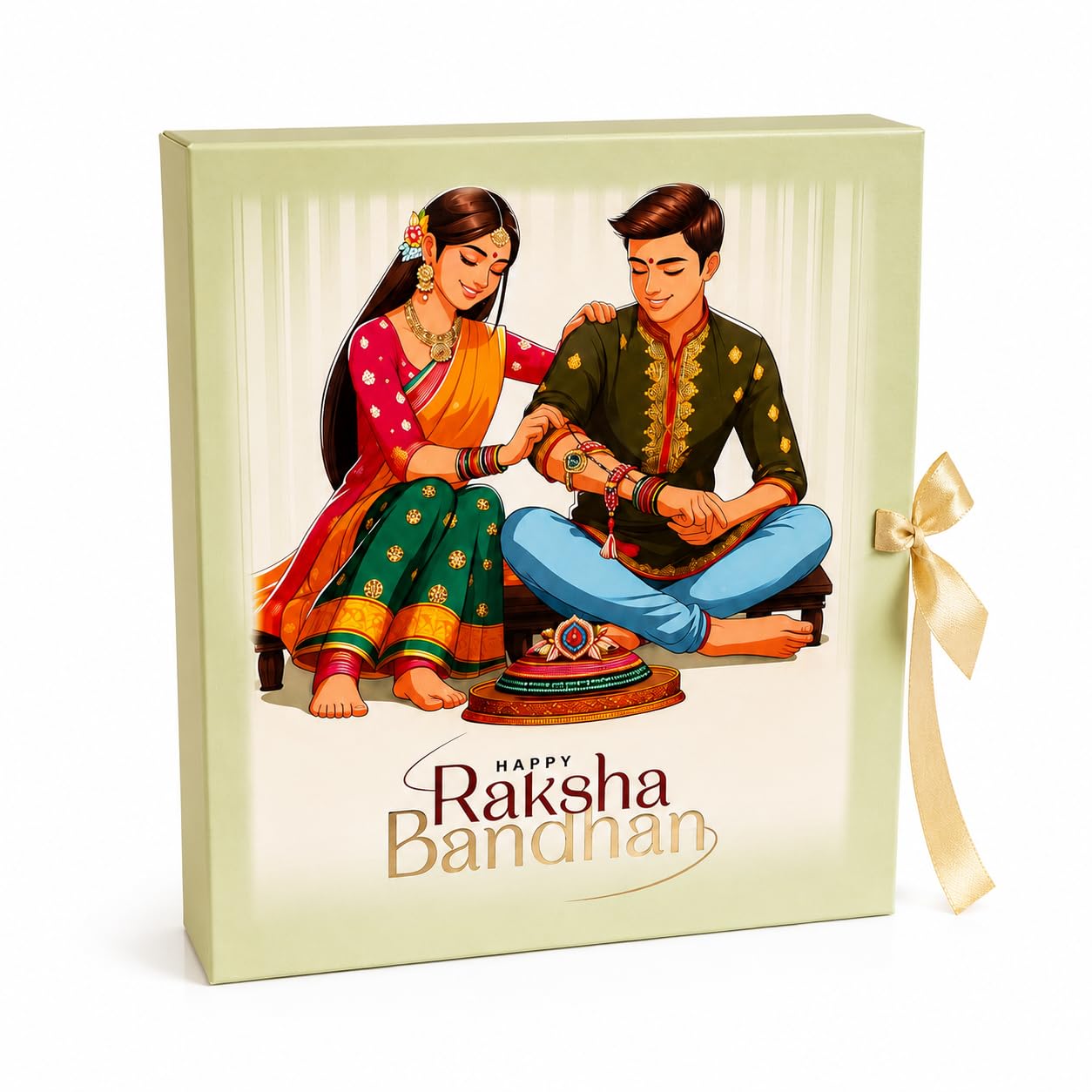 Rakhi Hamper box, With Golden ribbon, Happy Raksha Bandhan Empty Hamper Gift Box, 10 * 7 * 3 Inches-image-29