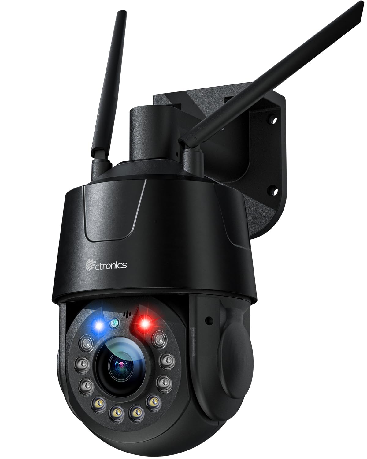 Ctronics 4K Cámara Vigilancia WiFi Exterior, Zoom Óptico 30X & Auto-Zoom, Visión Nocturna IR 150m/50m Color, Seguimiento Automático, Sirena & Luz Roja/Azul, Patrullas & 32 Preajustes, SD 256GB/FTP/NAS