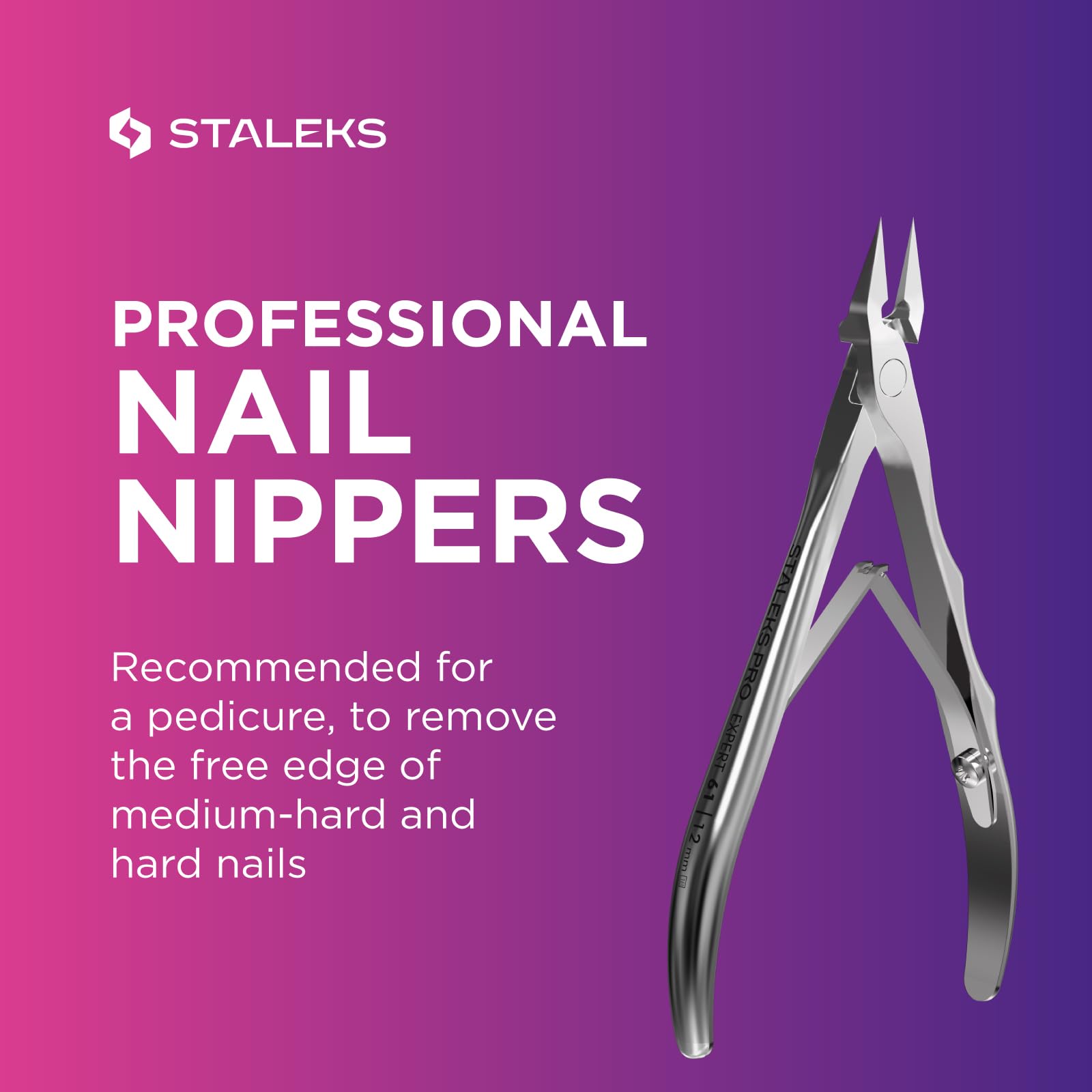 Staleks Pro Expert, Pince à Ongles Incarnés Professionnelle, Acier Inoxydable, Lames Ergonomiques 12 mm Affûtées à la Main, Droites, NE-61-12