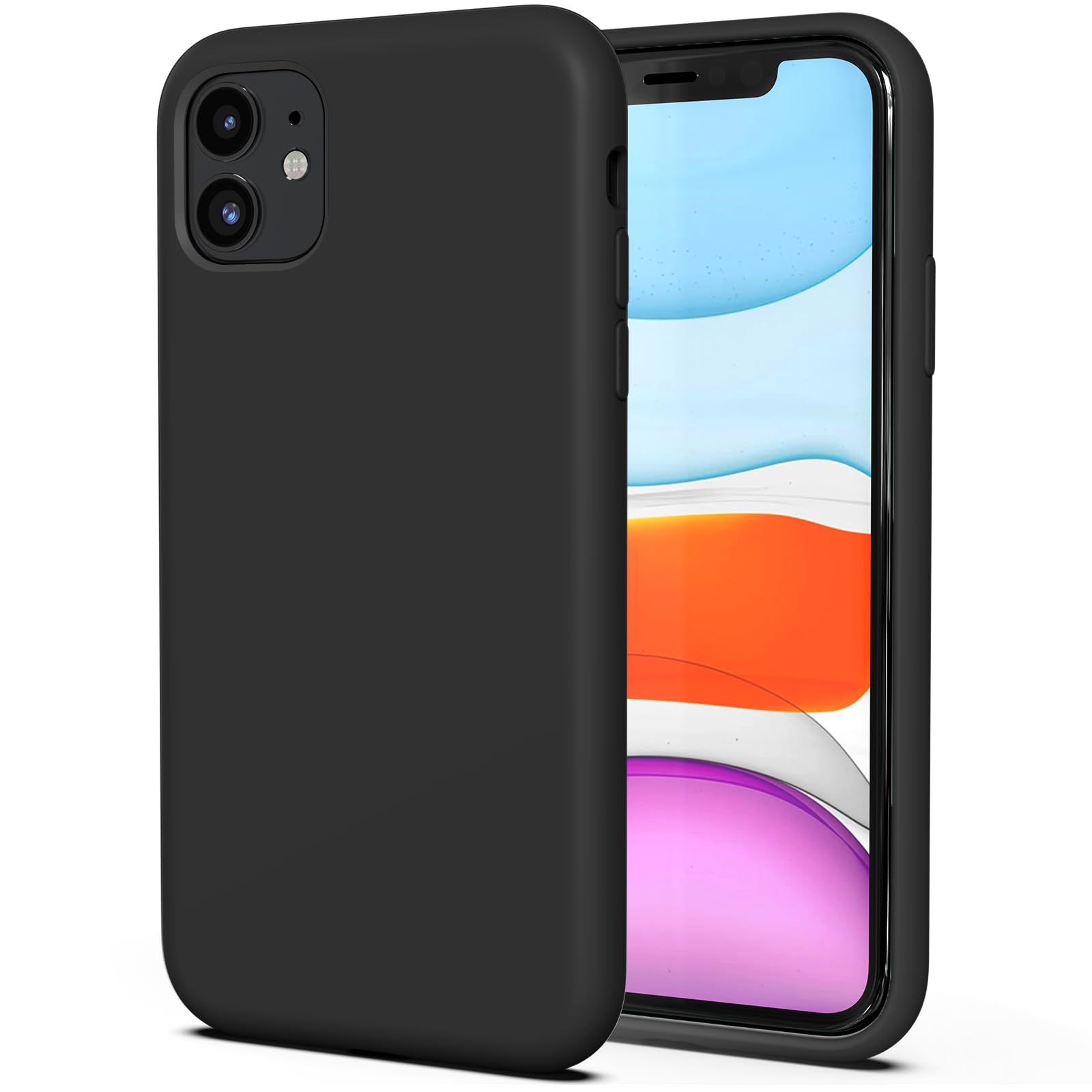 Silicone Case with iPhone 11 Case Soft Ultra Slim Protective Shockproof Liquid Silicone Phone Case,Anti-Scratch Microfiber Lining，6.1 inch-Black