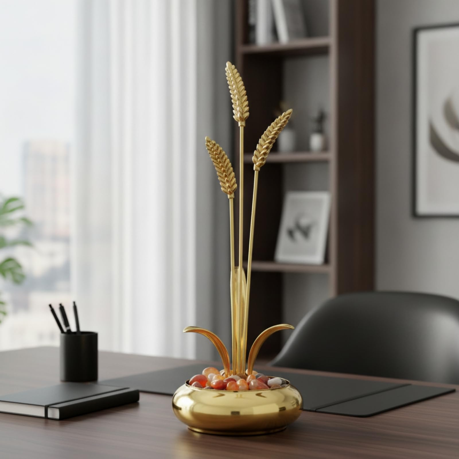 Adorno Varillas Doradas Tallos Dorados Elegante Figura corativa Latón Escultura Frutas para Entrada, 8-Tassel
