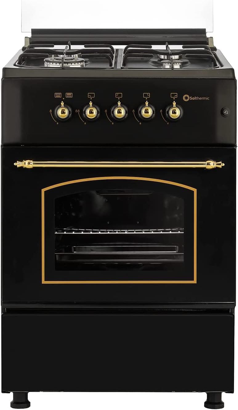 SOLTHERMIC COMBO PACK NEGRO RUSTICO COCINA F5S40G2RB 50 cm 4 fuegos + CAMPANA H60PR