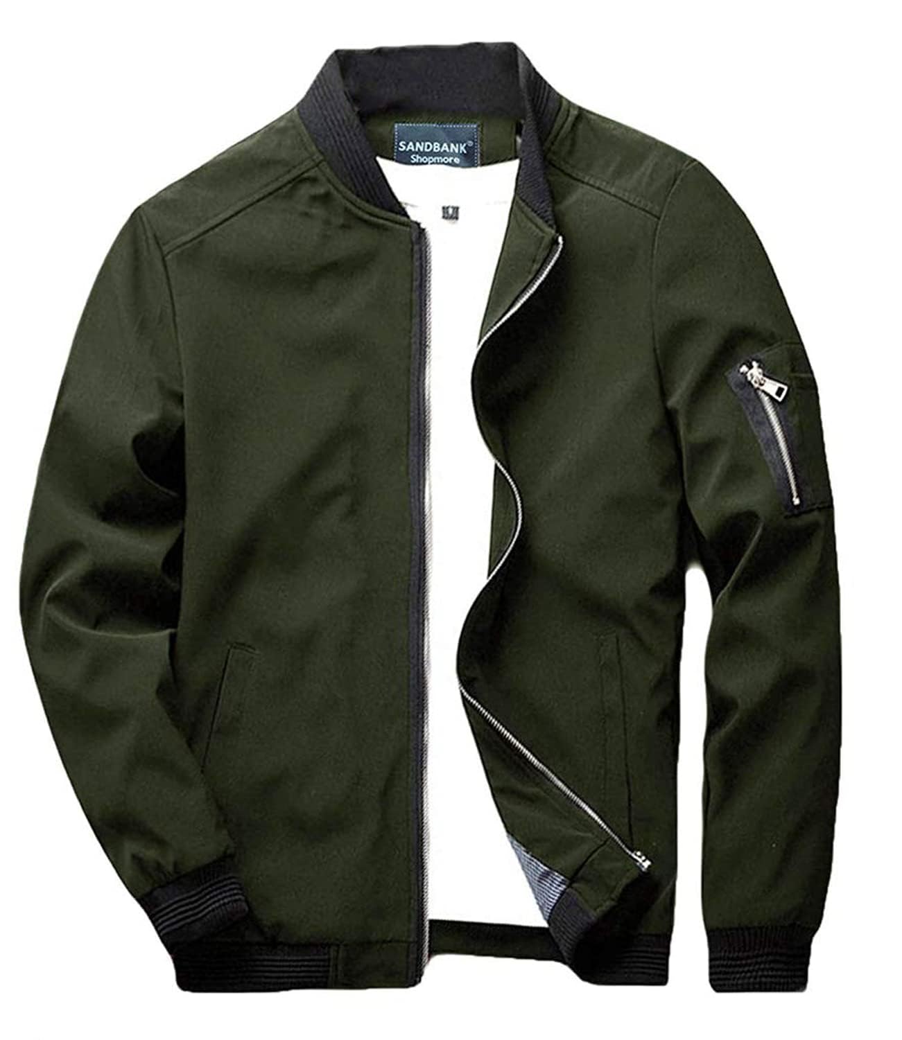 sandbank Men's Slim Fit Lightweight Softshell Flight Bomber Jacket Coat