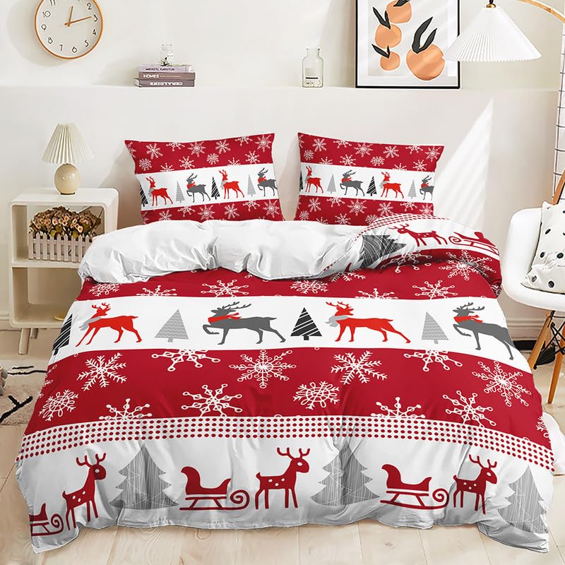 Housse de Couette 140x200 Wapiti Roux en Microfibre 110g/m² avec 2 Taies d'Oreiller