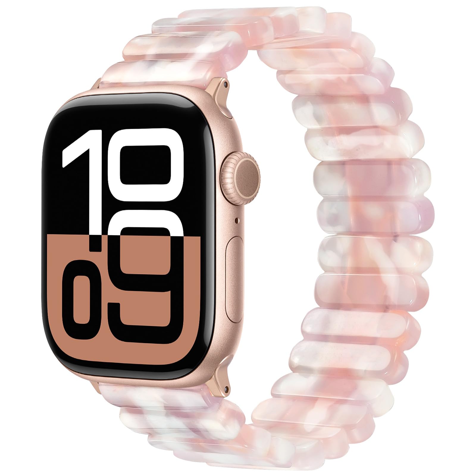 V-MORO Resin Stretchy Band Compatible with Apple Watch 38/40/41mm, 42/44/45/46/49mm Fashion Cute Strap for iWatch 10/9/8/7/6/5/4/3/2/1/SE Lightweight