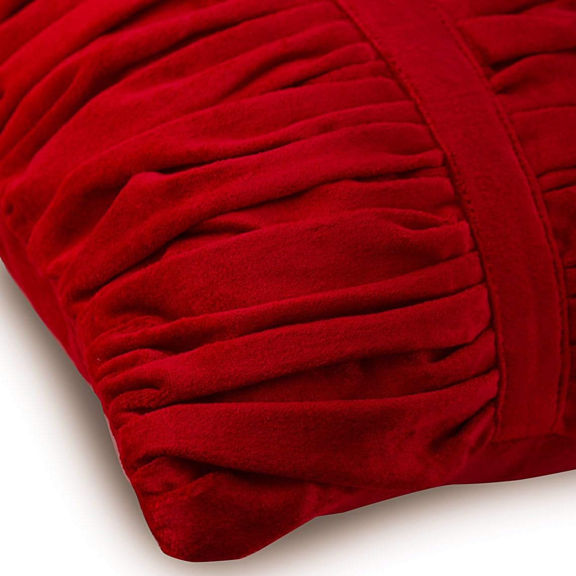 The HomeCentric Disenador rojo cojines para sofas, Paquete de 2, 65x65 cm funda cojin, Con textura alforzas solido Cojines, Terciopelo Almohadas, A rayas Contemporaneo fundas para almohadas-Red Beauty