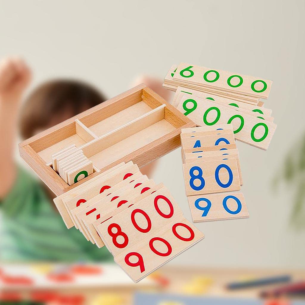 SM SunniMix Math Comptage Montessori Mathématiques 1-9000 en Bois calculerer Mathématiques Préscolaire Éducatifs Nombre Cartes pour Enfants 6