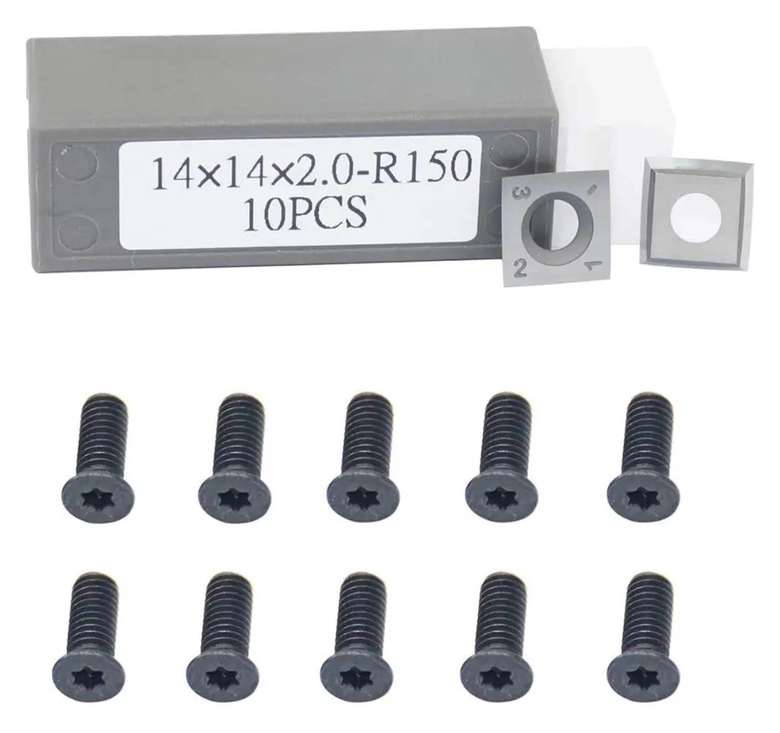14x14x2mm-R150 Inserti quadrati in metallo duro Frese di ricambio for la lavorazione del legno Testa pialla elicoidale a spirale 10pz
