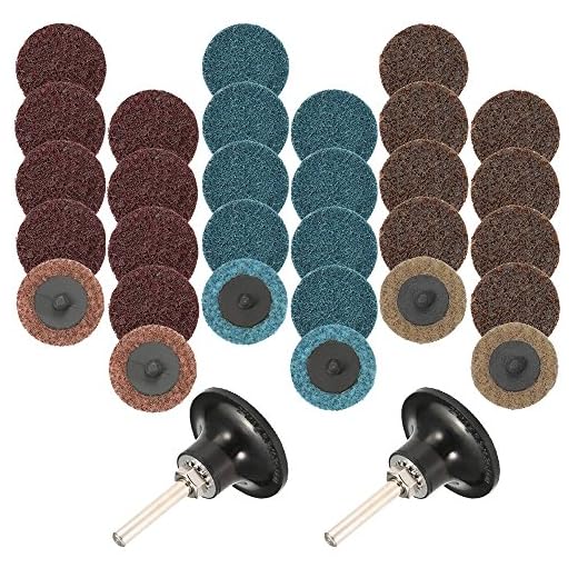 30 st slipskivor set med snabbväxlande skivor, fin/medium/grov, 50 mm, med 2 st 1/4 tum dynhållare skaft, AFUNTA ytbehandlingsskivor för ytförberedande remsa, slipning, poleringsfinish, skorrrost