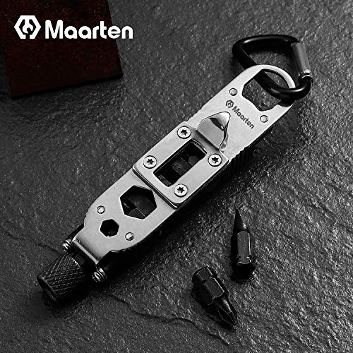 Multitool Screwdriver, 7 in 1 Pocket Multitool, Compact Portable Mini Outdoor Tool, with Bottle Opener, LED Lights, Mountaineering Buckle, Small and Medium Cross Screwdriver and one-Word Screwdriver