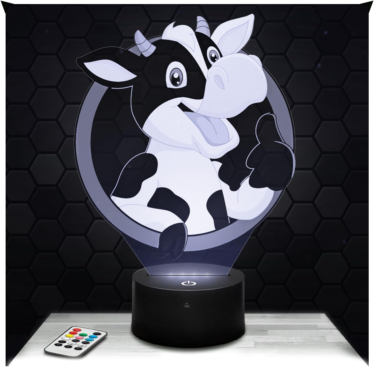Lampephoto.fr - Cow Animal Drawing 3D Lamp, Gift Idea Animal Cow Lamp Office Living Room Man Christmas, Gift Idea Cow Fan, Original Christmas, Led Bedside, Gifts Merchandising