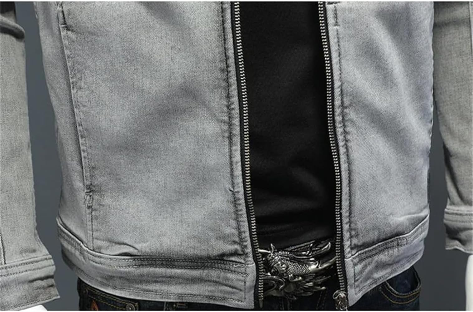 Amazon.com: Men'S Retro Zipper Denim Jacket Motorcycle Biker Slim
